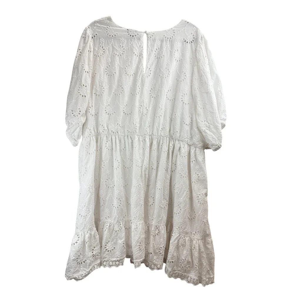 Torrid White Eyelet Cotton‎ Wrap Dress Plus Size 5 Boho Wedding Beachy Classic - Picture 2 of 12